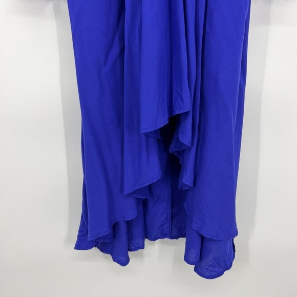 Umgee Dress Blue Ruffle Hi Lo Bell Sleeve V Neck Midi NWT - Picture 8 of 12